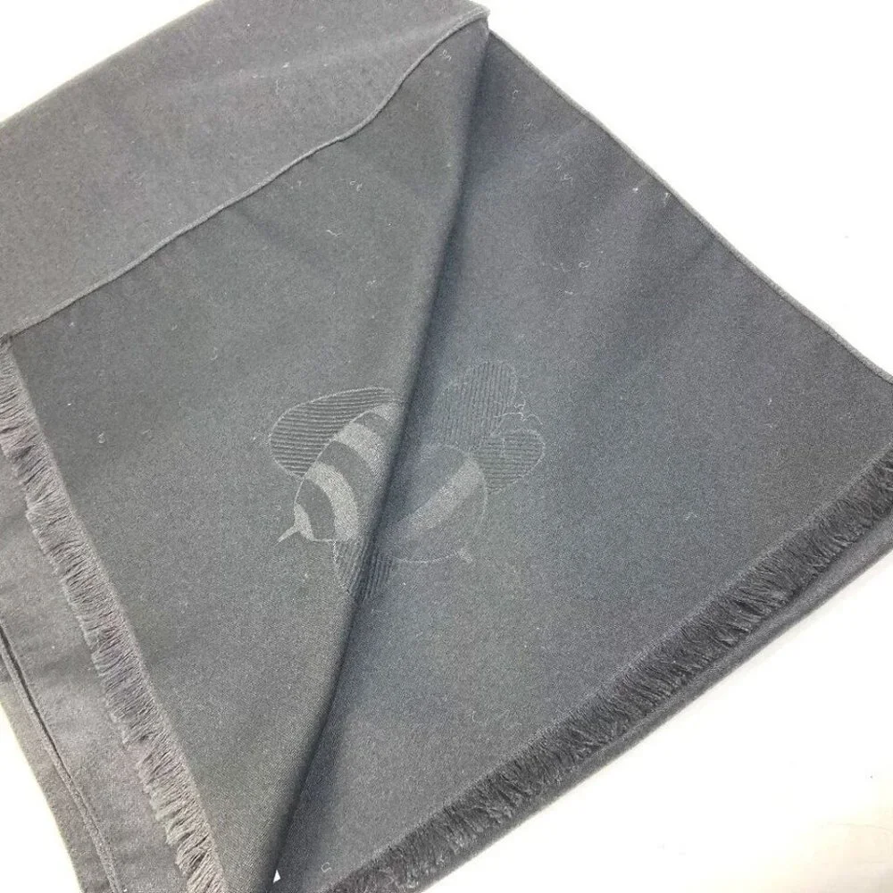 Auth Dior KAWS collaboration KAWS BEE design bee Shawl fringe Scarf Black